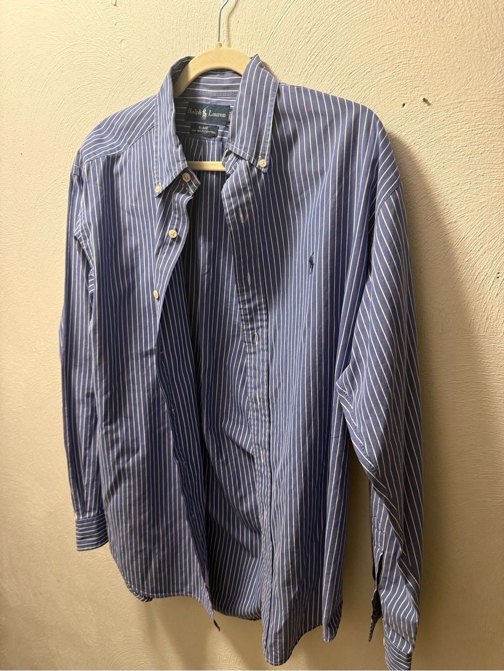 Ralph Lauren Blake Blue Stripe Cotton Oversized Boyfriend Shirt Women M Preppy - Picture 2 of 5